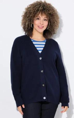 Ulla Popken Cardigan Strickjacke Knöpfe V-Ausschnitt Langarm