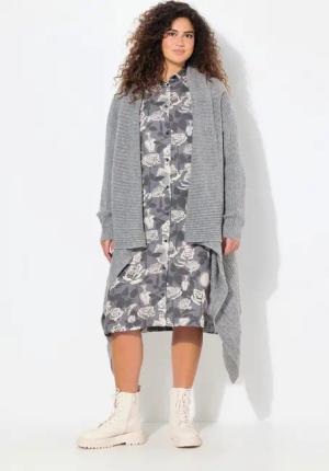 Ulla Popken Cardigan Strickjacke Zipfelsaum A-Linie offene Form Langarm