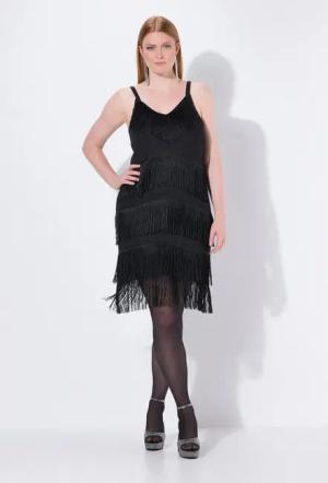 Ulla Popken Cocktailkleid Fransenkleid ärmellos