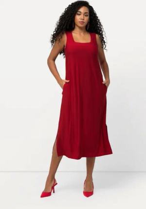 Ulla Popken Cocktailkleid Jerseykleid A-Linie Carré-Ausschnitt ärmellos