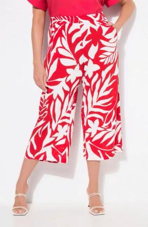 Ulla Popken Culotte Culotte Blätter weites Bein Elastikbund