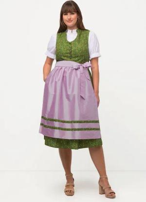Ulla Popken Dirndl Dirndl Blüten Schmuckknöpfe V-Ausschnitt ärmellos