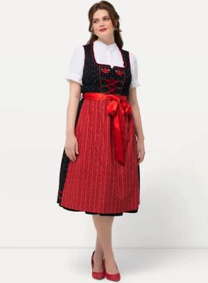 Ulla Popken Dirndl Dirndl Blütenstickerei Carree-Ausschnitt ärmellos