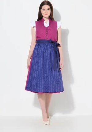 Ulla Popken Dirndl Dirndl Stehkragen Schmuckknöpfe ärmellos