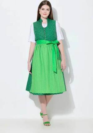 Ulla Popken Dirndl Dirndl Stehkragen Schmuckknöpfe ärmellos