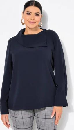 Ulla Popken Druckbluse Acetat-Bluse asymmetrischer Hemdkragen Langarm