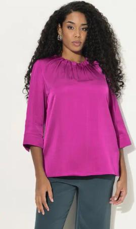 Ulla Popken Druckbluse Bluse gekräuselter Ausschnitt 3/4-Arm