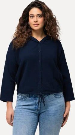Ulla Popken Druckbluse Bluse Musselin Kapuze Oversized 3/4-Arm