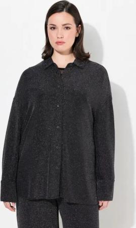 Ulla Popken Druckbluse Jerseybluse Glitter Hemdkragen Langarm