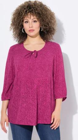 Ulla Popken Druckbluse Smokbluse Punkte A-Linie Rundhals 3/4-Arm