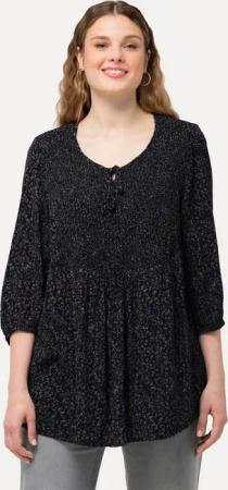 Ulla Popken Druckbluse Smokbluse Punkte A-Linie Rundhals 3/4-Arm