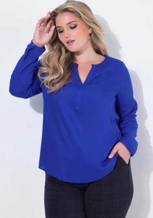 Ulla Popken Druckbluse Tunika A-Linie Rundhals Zierfalte Langarm