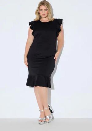 Ulla Popken Etuikleid Scubakleid bequeme Passform kurze Flügelärmel