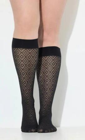 Ulla Popken Feinkniestrümpfe Fein-Kniestrümpfe Rautenmuster