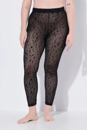 Ulla Popken Feinstrumpfhose Mesh-Leggings Sterne transparent hochelastisch
