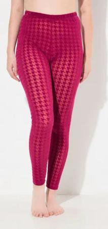 Ulla Popken Feinstrumpfhose Strumpf-Leggings Flockdruck Hahnentritt