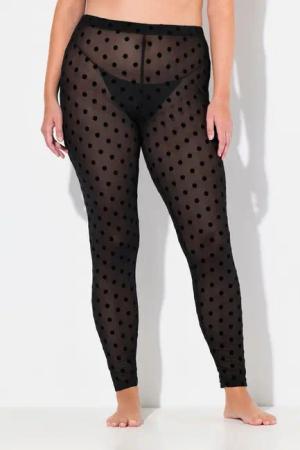 Ulla Popken Feinstrumpfhose Strumpf-Leggings Mesh Flock-Punkte