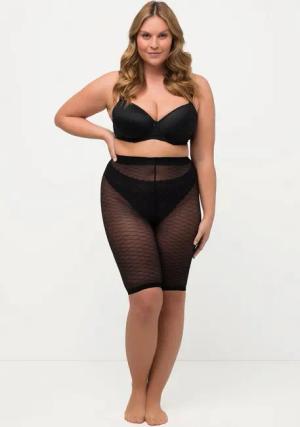 Ulla Popken Feinstrumpfhose Strumpf-Radler gemustert Oberschenkelschutz