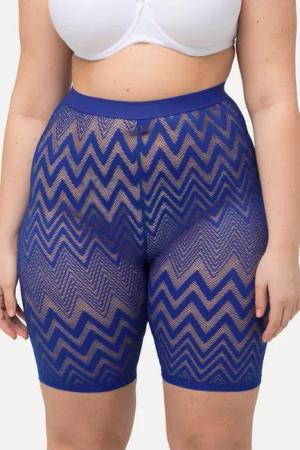 Ulla Popken Feinstrumpfhose Strumpf-Radler Zackenmuster Oberschenkel-Schutz