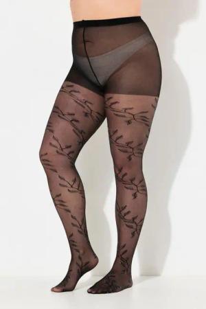 Ulla Popken Feinstrumpfhose Strumpfhose Blätter-Stickerei