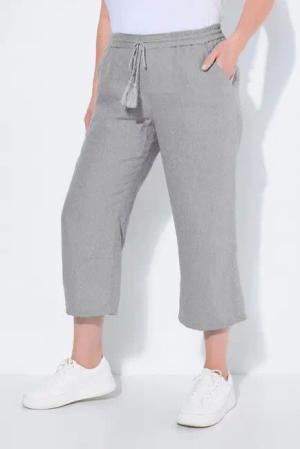 Ulla Popken Funktionshose 7/8-Leinenhose elastischer Bund natürlich kühl