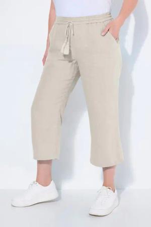 Ulla Popken Funktionshose 7/8-Leinenhose elastischer Bund natürlich kühl