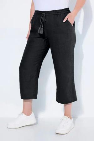 Ulla Popken Funktionshose 7/8-Leinenhose elastischer Bund natürlich kühl