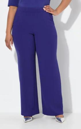 Ulla Popken Funktionshose Anzughose weites gerades Bein Elastikbund