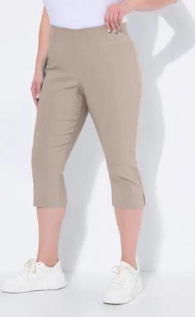 Ulla Popken Funktionshose Bengalin-Capri hochelastisch knitterarm Gummibund