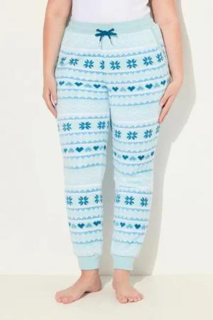 Ulla Popken Funktionshose Homewear-Hose Norwegermuster Elastikbund recycelt