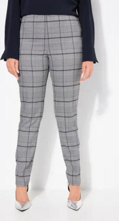 Ulla Popken Funktionshose Hose kariert schmales Bein Bügelfalte Elastikbund