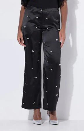 Ulla Popken Funktionshose Hose Mary Ziersteine weites Bein Komfortbund