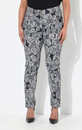 Ulla Popken Funktionshose Hose Sammy Jacquard schmales Bein Elastikbund