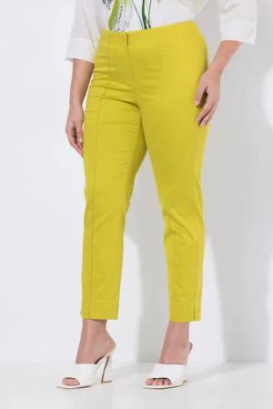 Ulla Popken Funktionshose Hose schmales Bein Elastikbund Biesen Schlitze