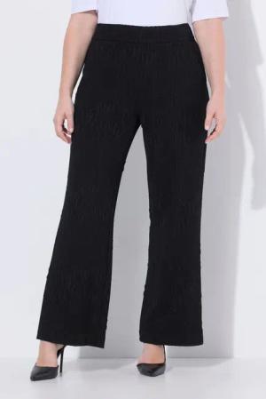 Ulla Popken Funktionshose Jacquard-Jerseyhose weites Bein Elastikbund