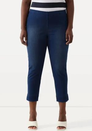 Ulla Popken Funktionshose Jersey-Capri Sienna schmales Bein Saumschlitze