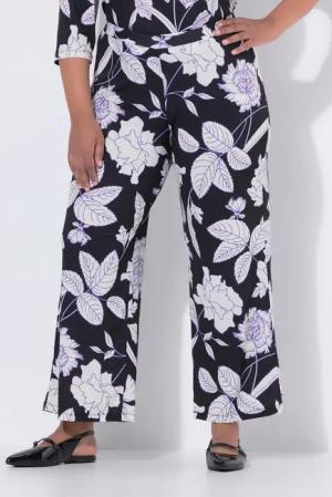 Ulla Popken Funktionshose Jerseyhose bedruckt weites Bein Elastikbund