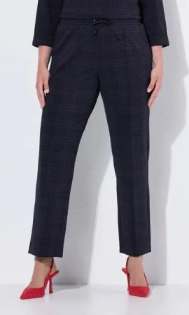 Ulla Popken Funktionshose Punto-Hose Karo Glitter Bügelfalte Elastikbund