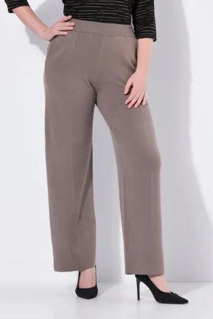 Ulla Popken Funktionshose Strickhose Bügelfalte weites Bein Elastikbund