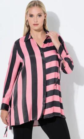 Ulla Popken Hemdbluse Bluse Blockstreifen Hemdkragen Langarm