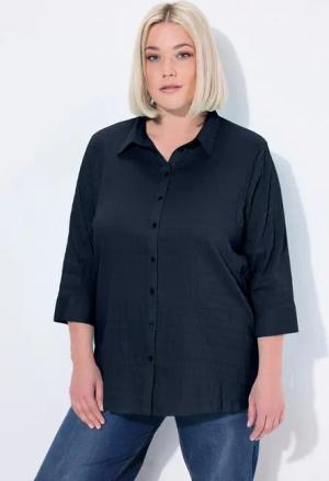Ulla Popken Hemdbluse Bluse Bubble-Qualität Hemdkragen 3/4-Arm