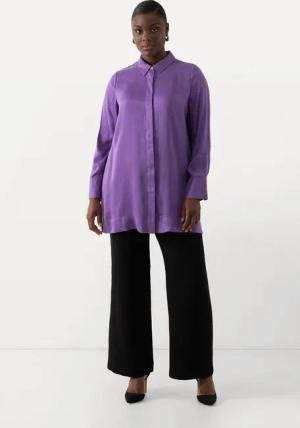 Ulla Popken Hemdbluse Bluse Cupromix Hemdkragen Langarm