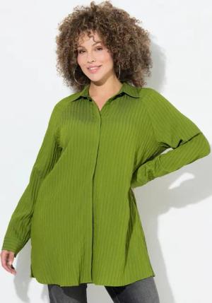 Ulla Popken Hemdbluse Bluse Streifen A-Linie Hemdkragen Langarm