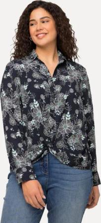 Ulla Popken Hemdbluse Hemdbluse floraler Druck Hemdkragen Langarm