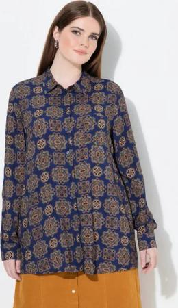 Ulla Popken Hemdbluse Hemdbluse Ornamente Hemdkragen Langarm