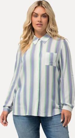 Ulla Popken Hemdbluse Hemdbluse Streifen Hemdkragen Langarm