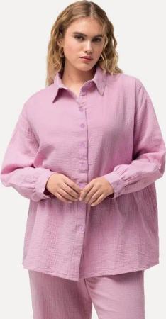 Ulla Popken Hemdbluse Musselin-Hemdbluse Oversized Hemdkragen Langarm