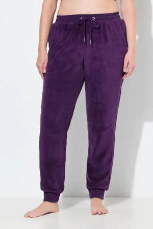 Ulla Popken Homewearhose Homewear-Hose Plüsch Elastikbund Bindeband
