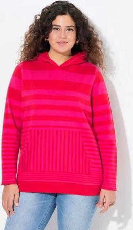 Ulla Popken Hoodie Hoodie Streifen Kapuze Kängurutasche Langarm