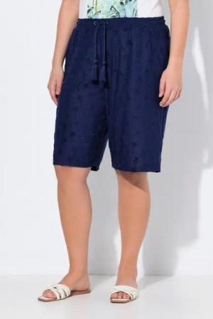 Ulla Popken Jeansshorts Shorts Mary Frottee-Palmen weites Bein Elastikbund